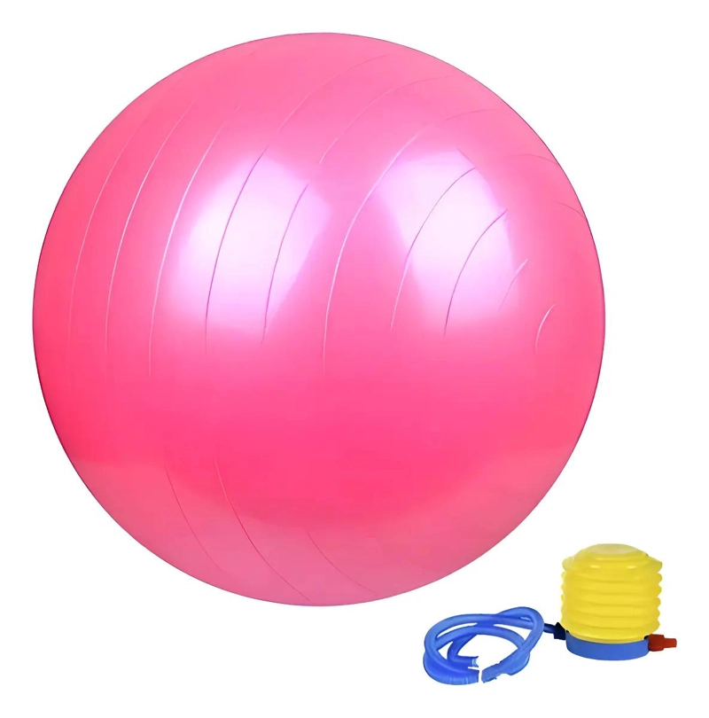 PELOTA PARA YOGA Y PILATES DE 75 CM COLOR ROSA CHICLE CON INFLADOR - 1