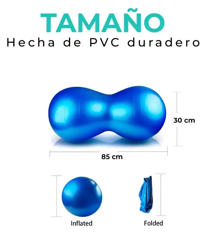 PELOTA DE PILATES Y YOGA FORMA CACAHUATE 85 CM COLOR AZUL - 2