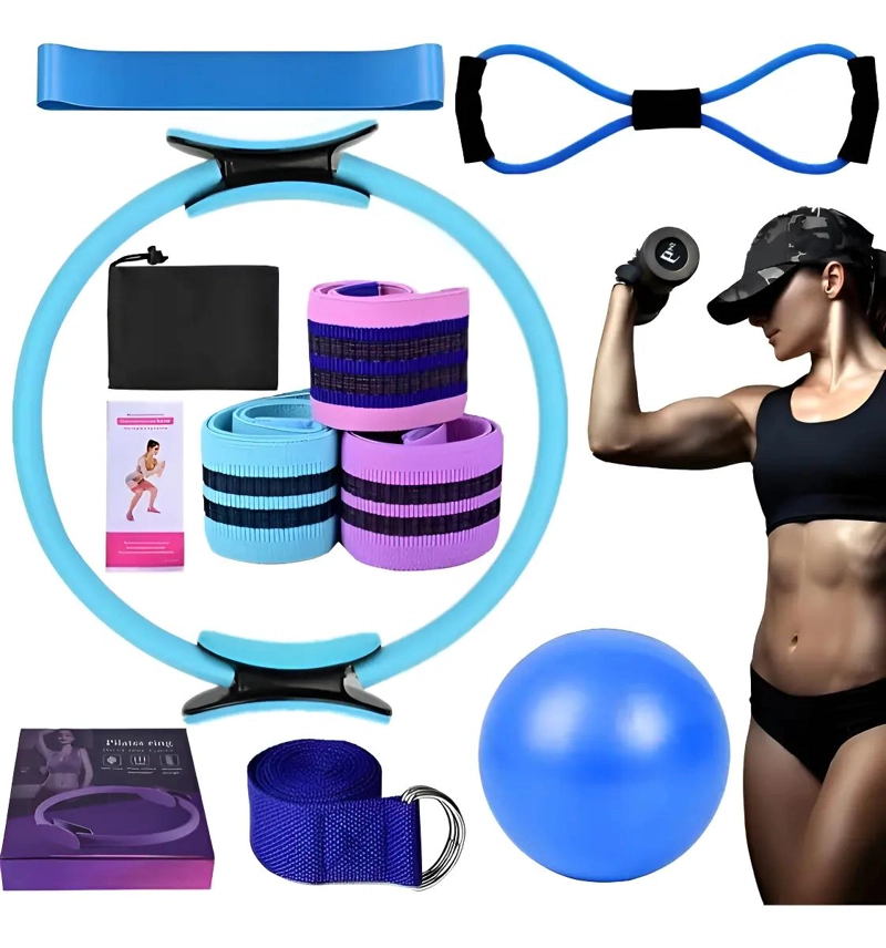 KIT COMPLETO PARA PILATES CON BASE, PELOTA DE YOGA Y BANDAS ELASTICAS - 1