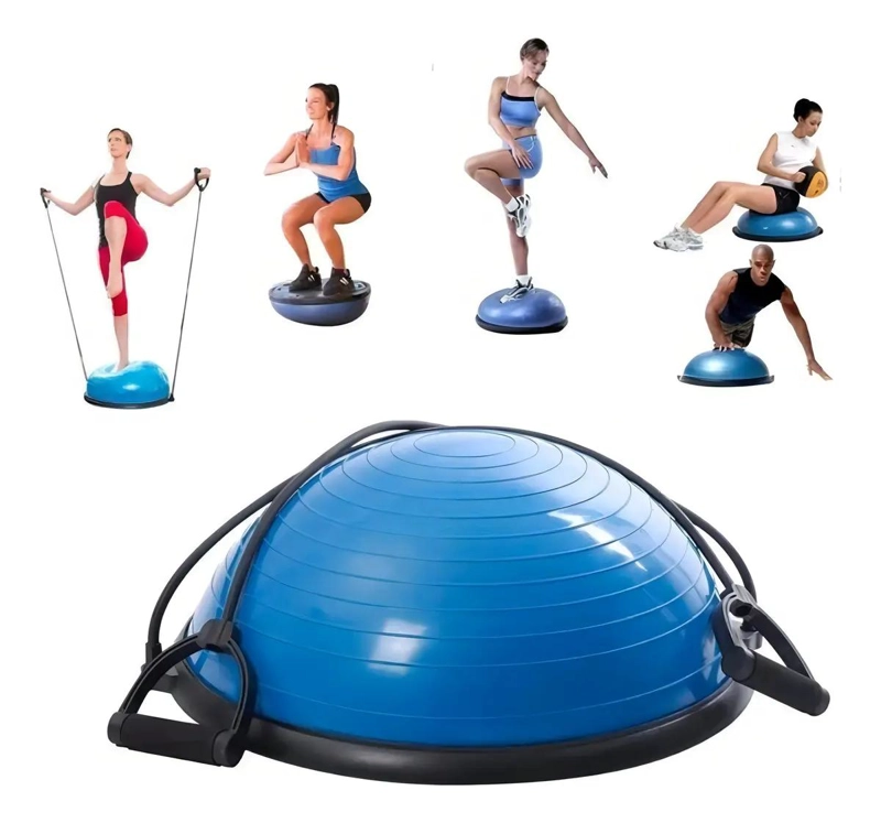 BALON DE EQUILIBRIO CON MANILLAS 60 CM COLOR AZUL PARA EJERCICIOS - 4
