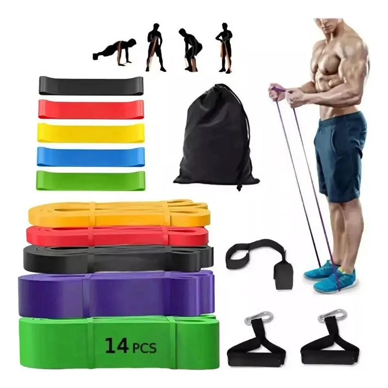 SET DE 14 BANDAS ELASTICAS PARA ENTRENAMIENTO Y EJERCICIO FISICO - 1