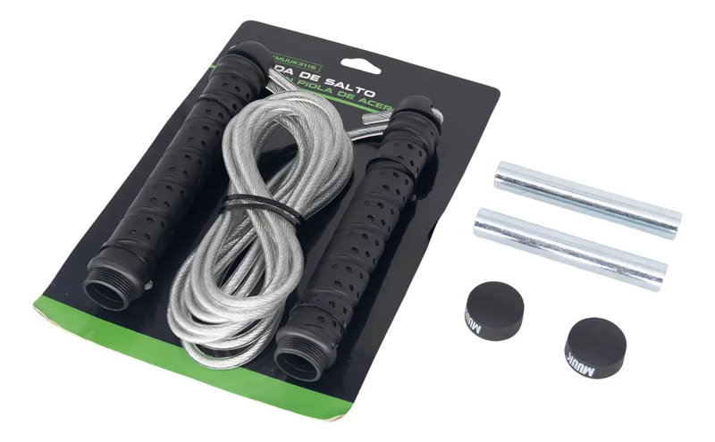 CUERDA PARA SALTAR CON PIOLA DE ACERO RESISTENTE Y MANGO ERGONOMICO - 1