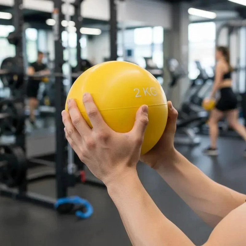BALON MEDICINAL DE SILICONA 2 KG CON RELLENO DE ARENA COLOR AMARILLO - 2