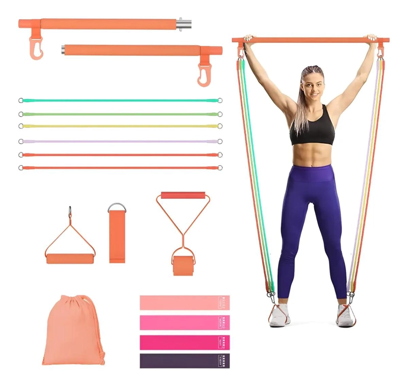 KIT COMPLETO DE 17 BARRAS Y BANDAS ELASTICAS PARA PILATES Y EJERCICIO - 1