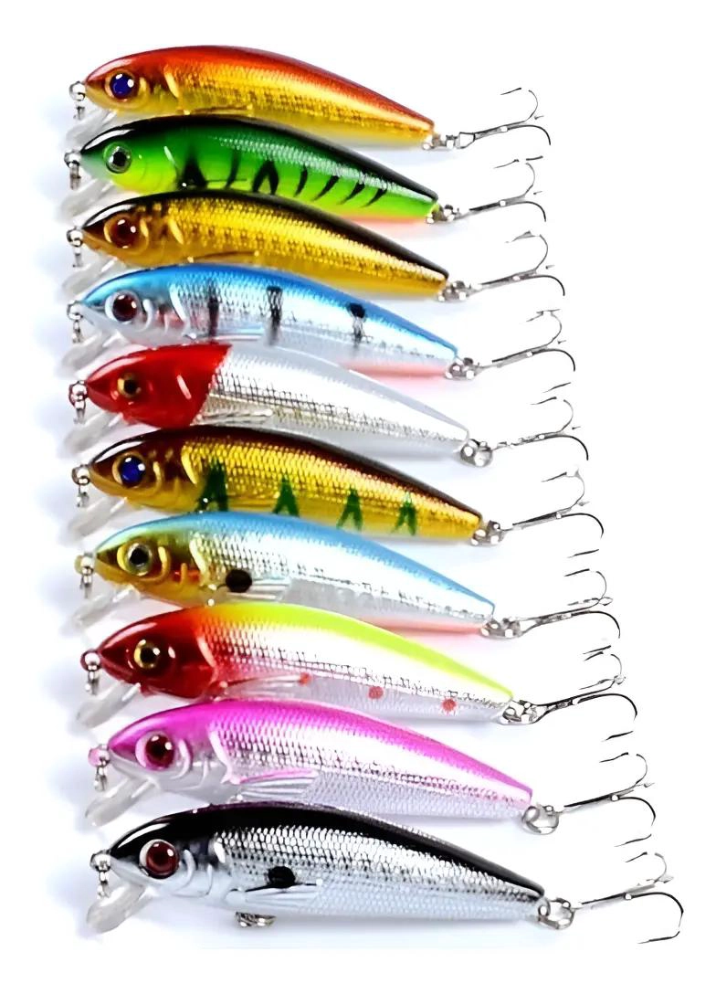 PACK DE 10 SEÑUELOS DE PESCA DE 7.2 CM PARA LENGUADO Y CORVINA - 1