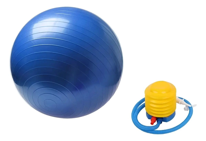 PELOTA DE PILATES FITBALL DE 65 CM CON INFLADOR EN COLOR AZUL - 1