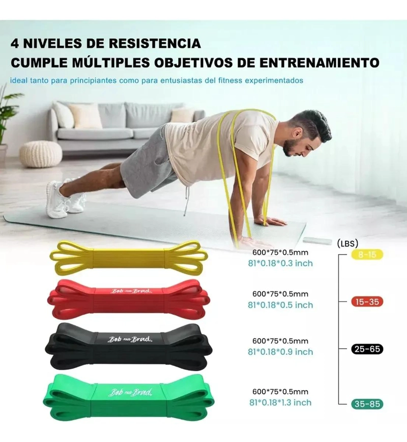 SET DE 4 BANDAS ELASTICAS PARA EJERCICIO Y RESISTENCIA - 3