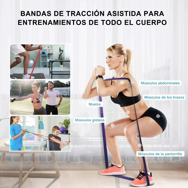 SET DE 4 BANDAS ELASTICAS PARA EJERCICIO Y RESISTENCIA - 4
