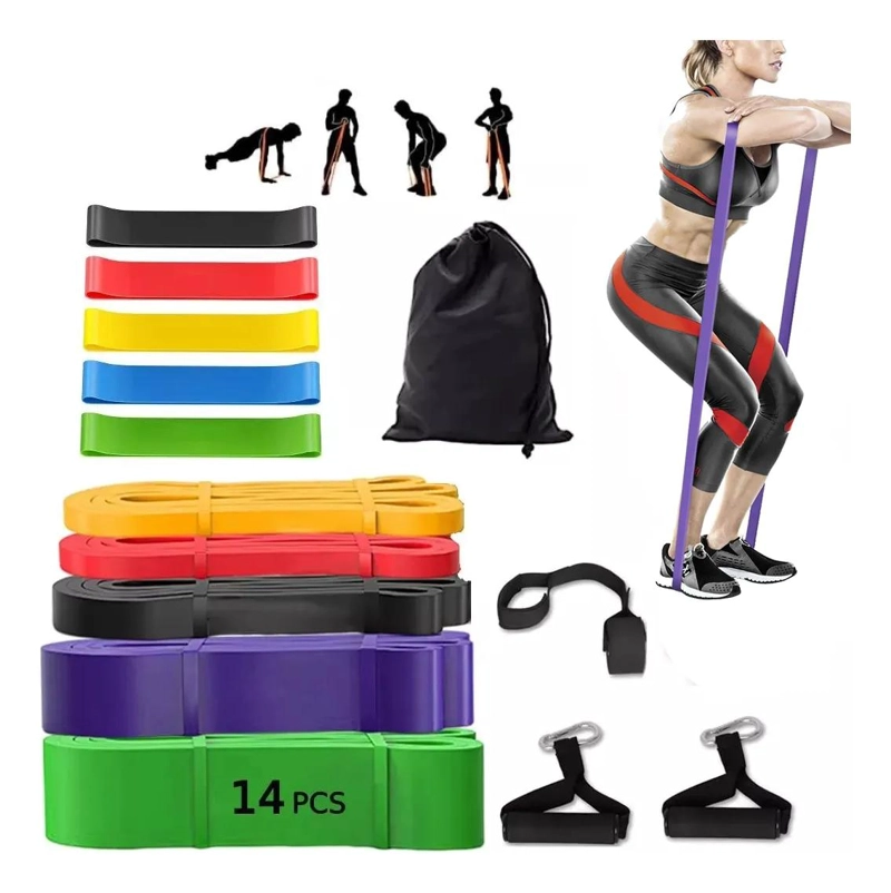 SET DE 14 BANDAS DE RESISTENCIA PARA ENTRENAMIENTO Y EJERCICIO FISICO - 1
