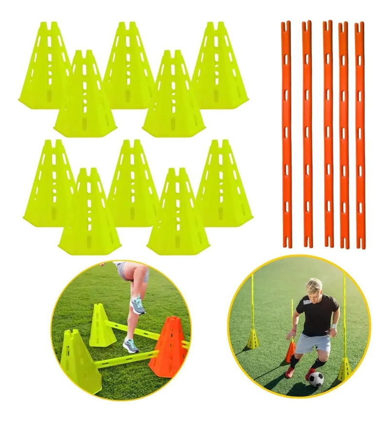 CONOS HEXAGONALES Y BARRAS PARA ENTRENAMIENTO DE FUTBOL 30CM Y 80CM - 1