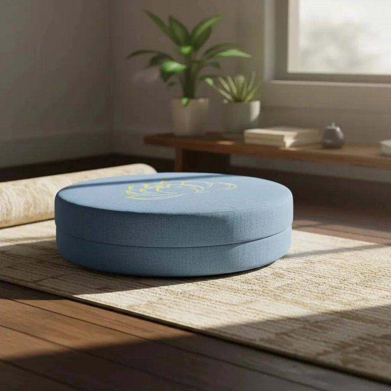 COJIN PARA MEDITACION Y YOGA COLOR CELESTE CON DISEÑO ERGONOMICO - 2