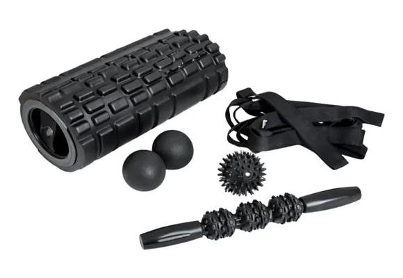 KIT DE MASAJE MUSCULAR CON RODILLO, PELOTAS Y BANDA PARA RECUPERACION - 1
