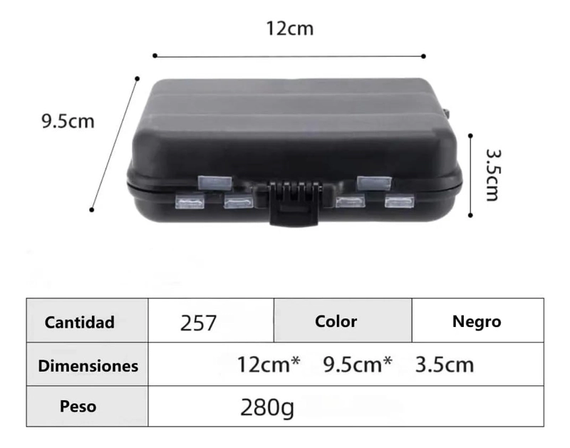 KIT COMPLETO DE 257 ACCESORIOS PARA PESCA CON ANZUELOS Y SEÑUELOS EN CAJA - 2