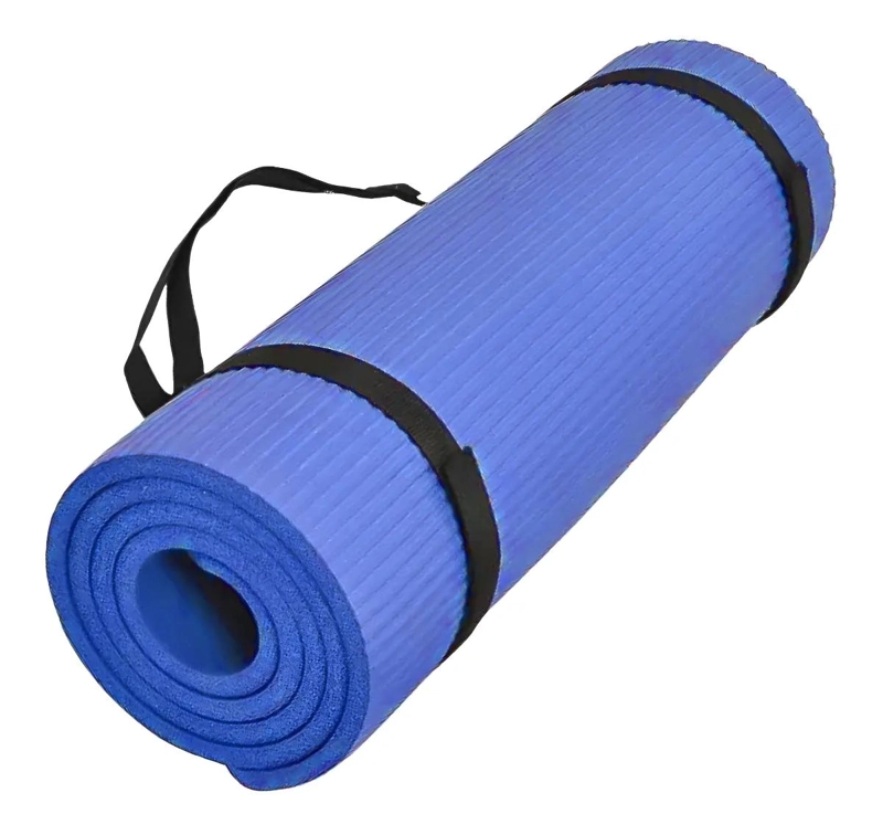 MAT DE YOGA ANTIDESLIZANTE DE GOMA EVA DE 12MM Y 180CM AZUL - 2