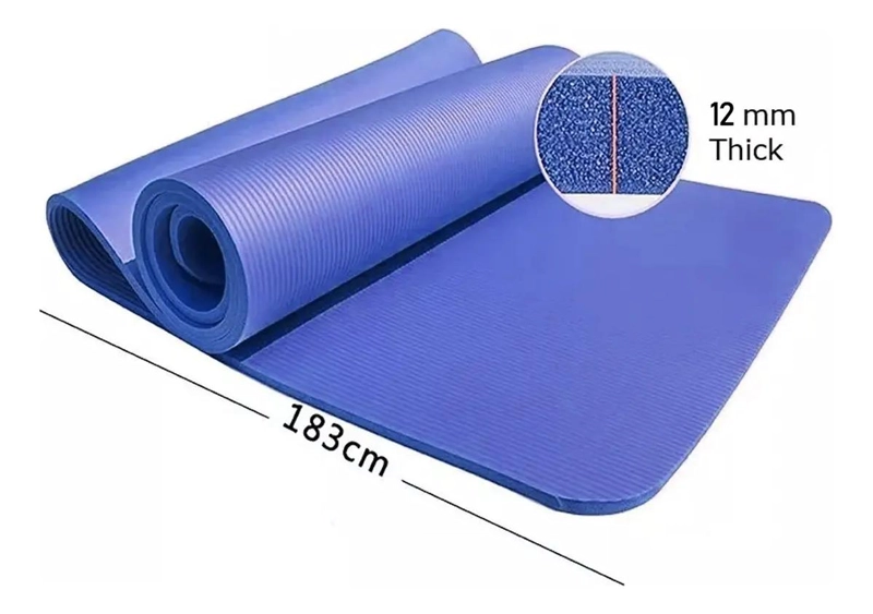 MAT DE YOGA ANTIDESLIZANTE DE GOMA EVA DE 12MM Y 180CM AZUL - 3