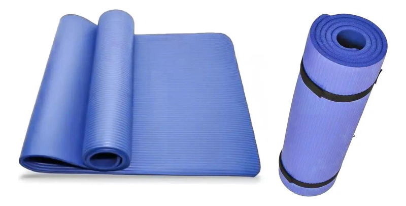 MAT DE YOGA ANTIDESLIZANTE DE GOMA EVA DE 12MM Y 180CM AZUL - 4