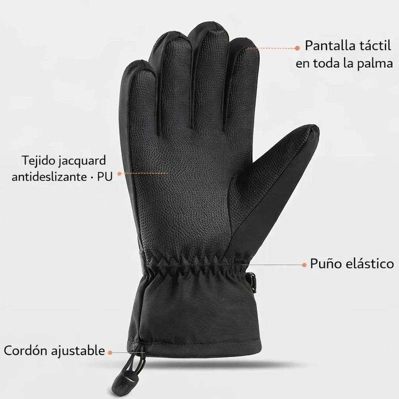 GUANTES IMPERMEABLES PARA NIEVE CON CIERRE AJUSTABLE PARA HOMBRE - 2