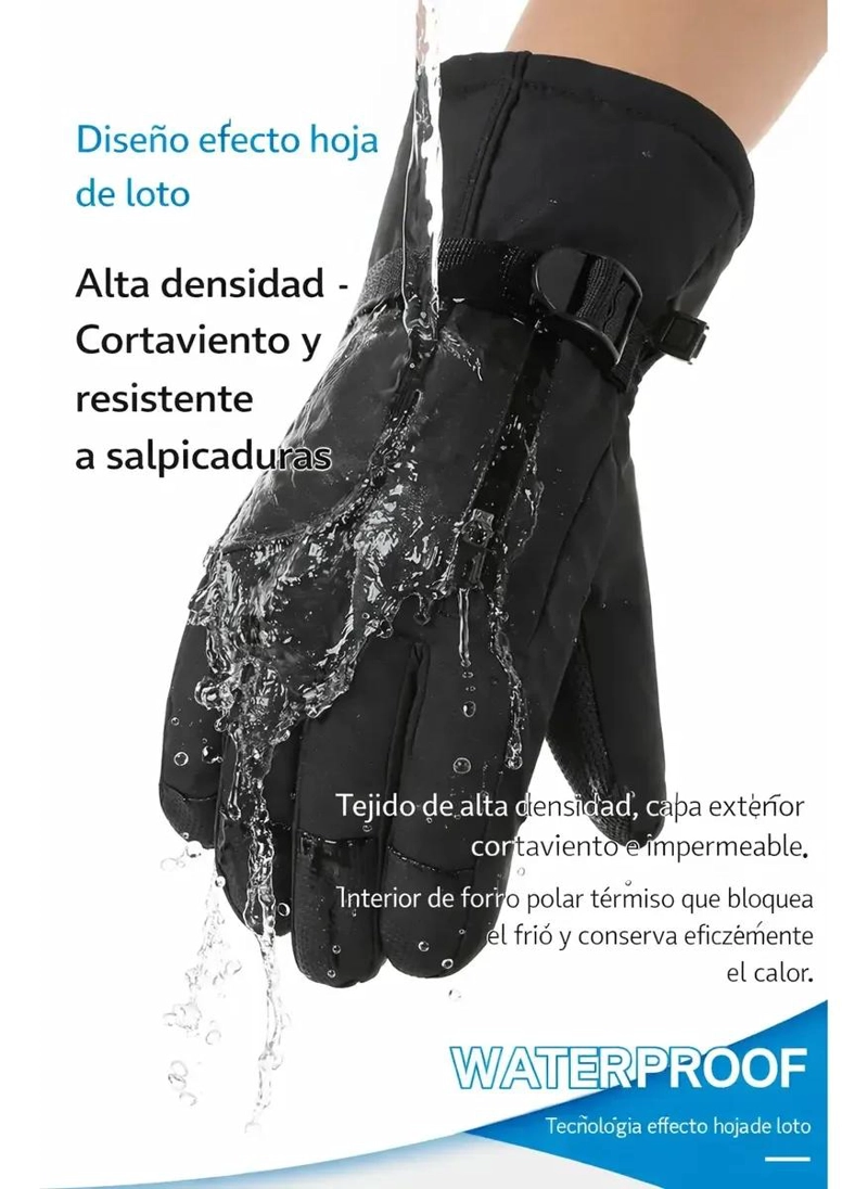 GUANTES IMPERMEABLES PARA NIEVE CON CIERRE AJUSTABLE PARA HOMBRE - 3