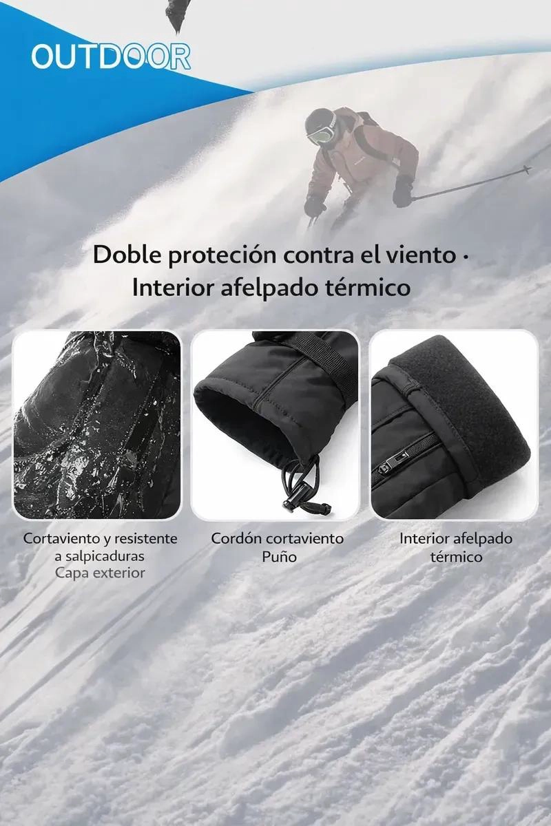 GUANTES IMPERMEABLES PARA NIEVE CON CIERRE AJUSTABLE PARA HOMBRE - 5