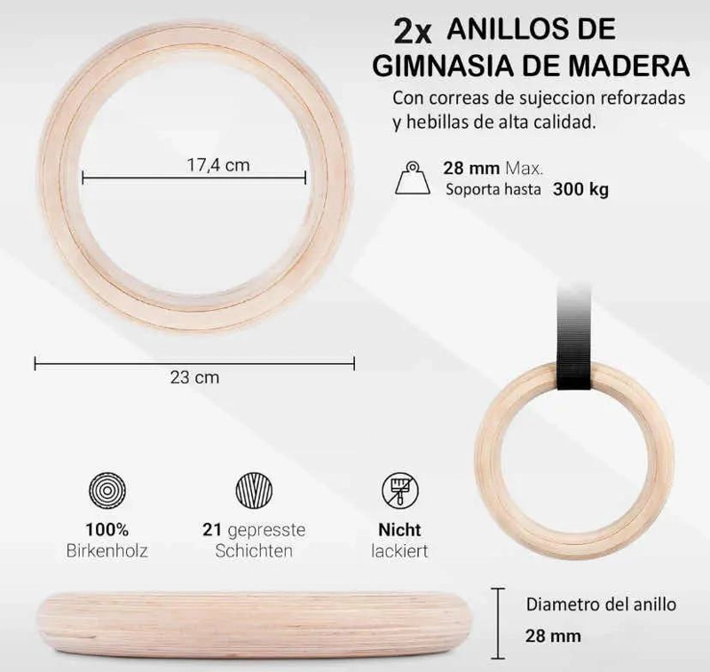 ANILLAS OLIMPICAS PARA FITNESS Y CALISTENIA CON CORREAS Y HEBILLAS RESISTENTES - 3