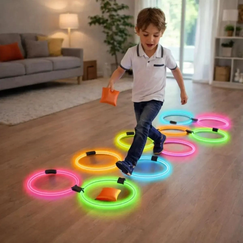 SET DE 10 AROS DE AGILIDAD DE COLORES NEON PARA NIÑOS - 1