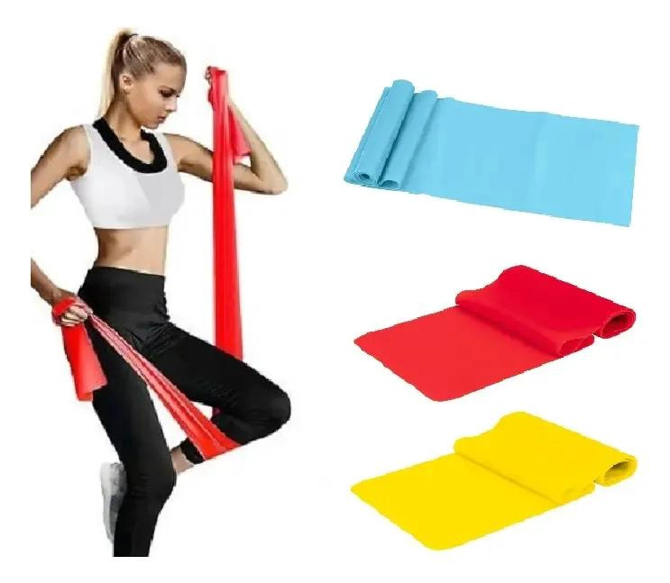 KIT DE 3 BANDAS ELASTICAS DE RESISTENCIA 150X15 CM COLOR AMARILLO - 2