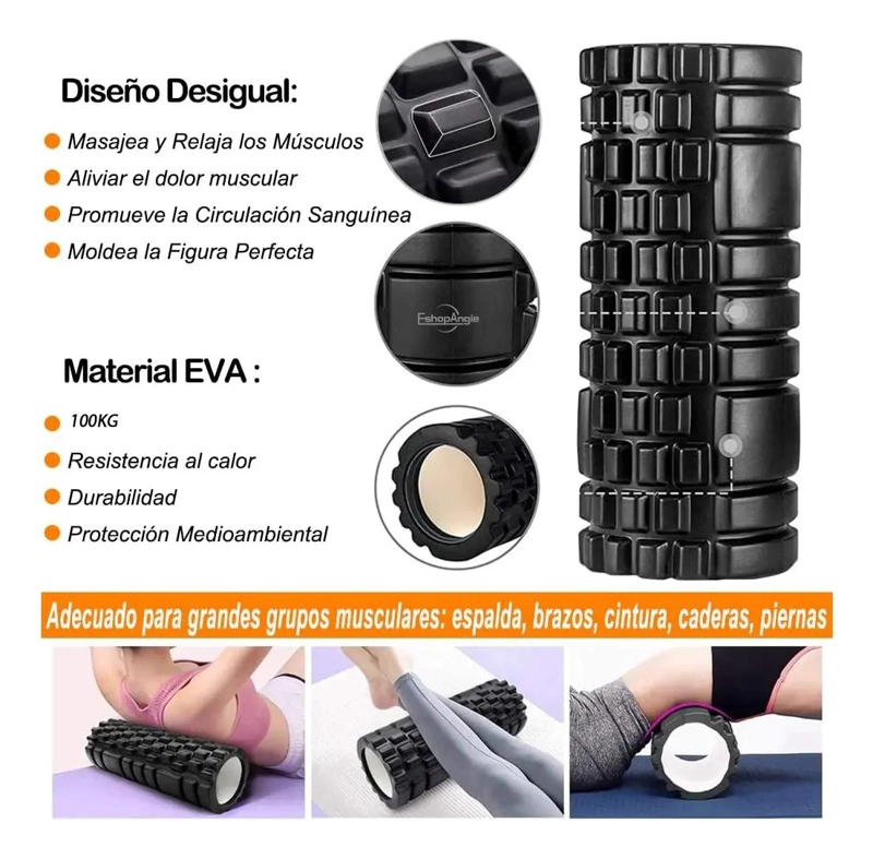 SET COMPLETO DE RODILLOS PARA ELONGACION Y MASAJE CON FOAM PARA YOGA - 2