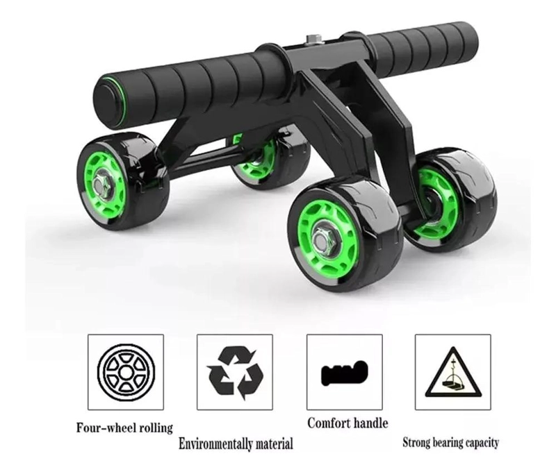 RUEDA ABDOMINAL CON CUATRO RUEDAS Y ESTRUCTURA DE ACERO INOXIDABLE PARA ENTRENAR - 4