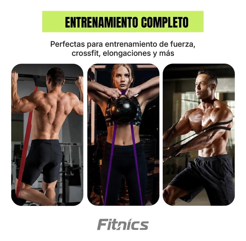 SET DE 5 BANDAS ELASTICAS DE RESISTENCIA PARA ENTRENAMIENTO FITNESS - 1
