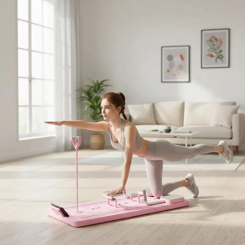 TABLA MULTIFUNCIONAL PARA ENTRENAMIENTO DE YOGA Y FITNESS 6 EN 1 COLOR ROSA - 1