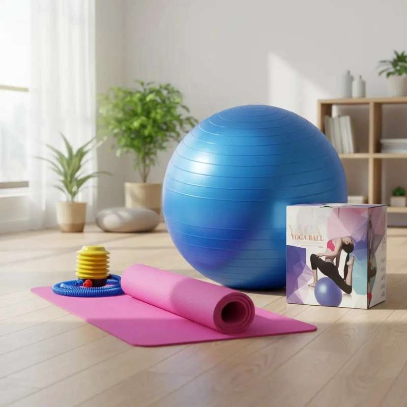 COLCHONETA DE YOGA ANTIDESLIZANTE 10MM CON PELOTA DE PILATES 65CM - 2