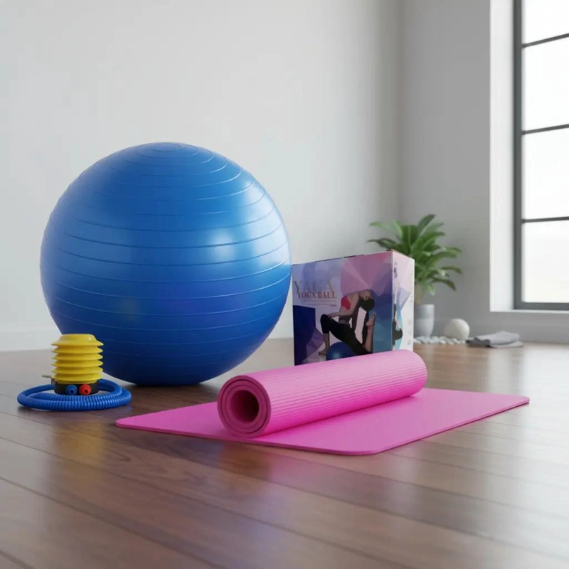 COLCHONETA DE YOGA ANTIDESLIZANTE 10MM CON PELOTA DE PILATES 65CM - 4