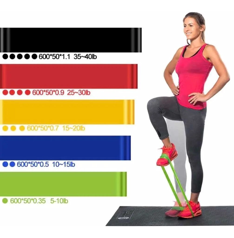 SET DE 5 BANDAS ELASTICAS CIRCULARES PARA EJERCICIOS DE FITNESS Y REHABILITACION - 1