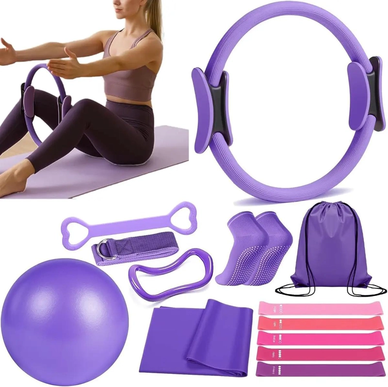 SET COMPLETO DE BANDAS ELASTICAS Y ANILLO PARA YOGA Y PILATES - 1