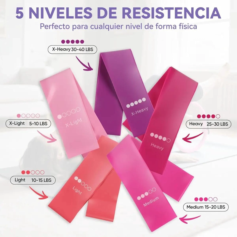 SET COMPLETO DE BANDAS ELASTICAS Y ANILLO PARA YOGA Y PILATES - 3