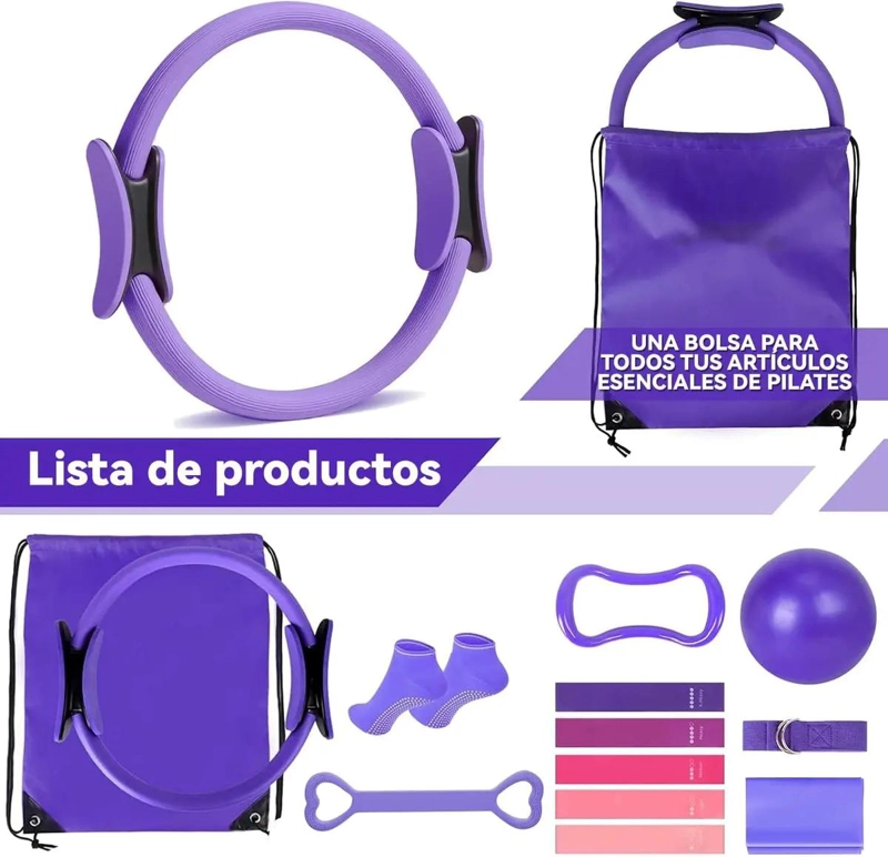 SET COMPLETO DE BANDAS ELASTICAS Y ANILLO PARA YOGA Y PILATES - 4