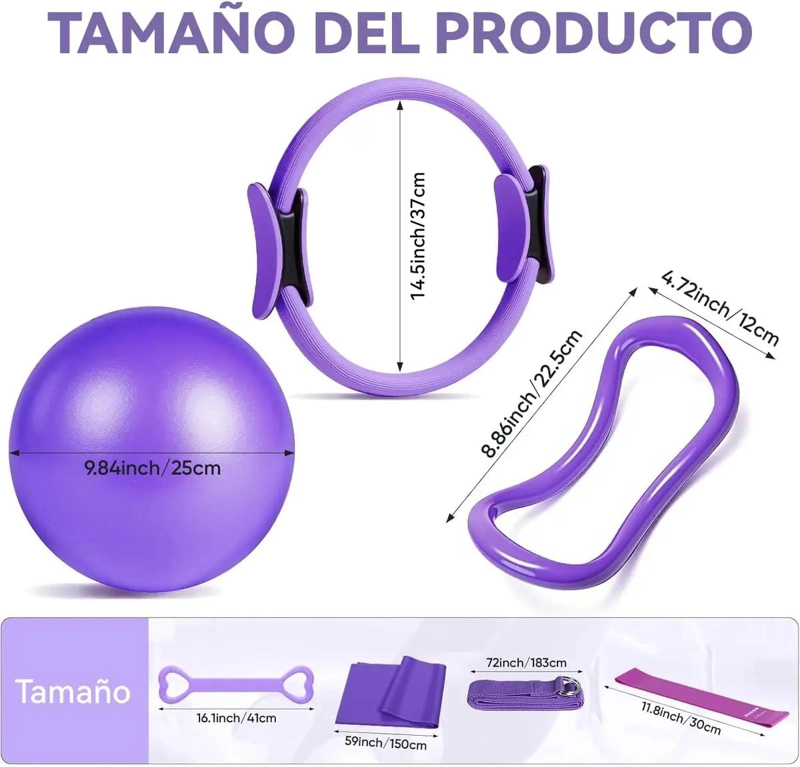 SET COMPLETO DE BANDAS ELASTICAS Y ANILLO PARA YOGA Y PILATES - 5