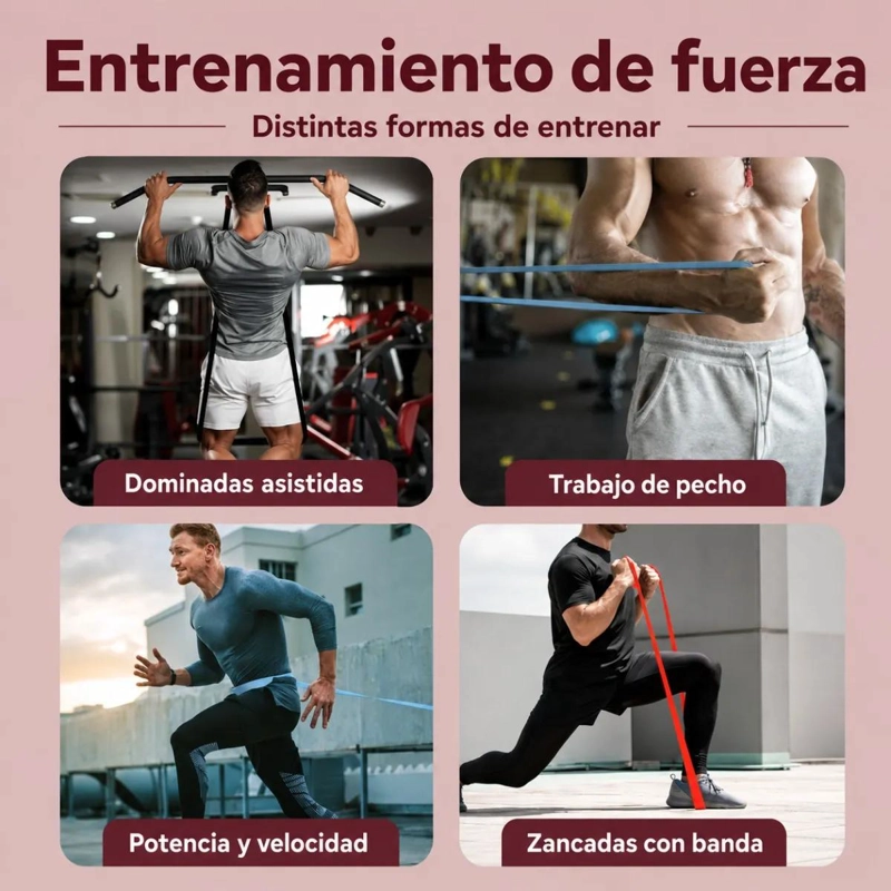 SET DE 4 BANDAS ELASTICAS PARA EJERCICIO Y RESISTENCIA MULTIUSO - 1