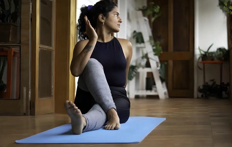 MAT DE YOGA ANTIDESLIZANTE COLOR CELESTE CON MATERIAL TPE - 3