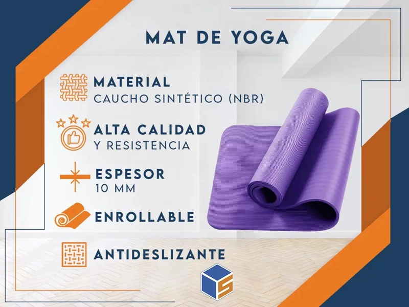 MAT DE YOGA ANTIDESLIZANTE PLEGABLE 170X60 CM GROSOR 10 MM COLOR VIOLETA - 3