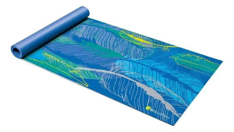 MAT DE YOGA AZUL CON DISEÑO ESTAMPADO PARA EJERCICIOS Y MEDITACION - 1