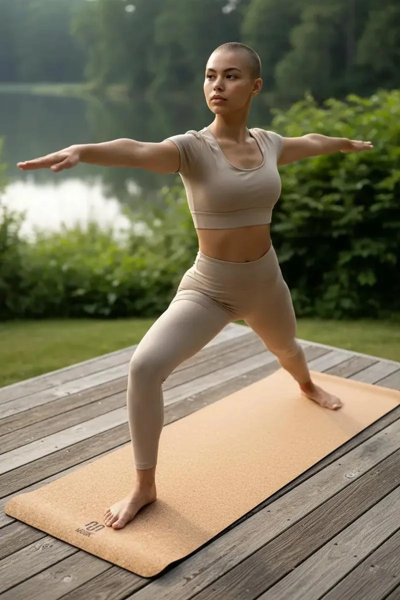 TAPETE DE YOGA ANTIDESLIZANTE DE CORCHO NATURAL PARA EJERCICIO - 2