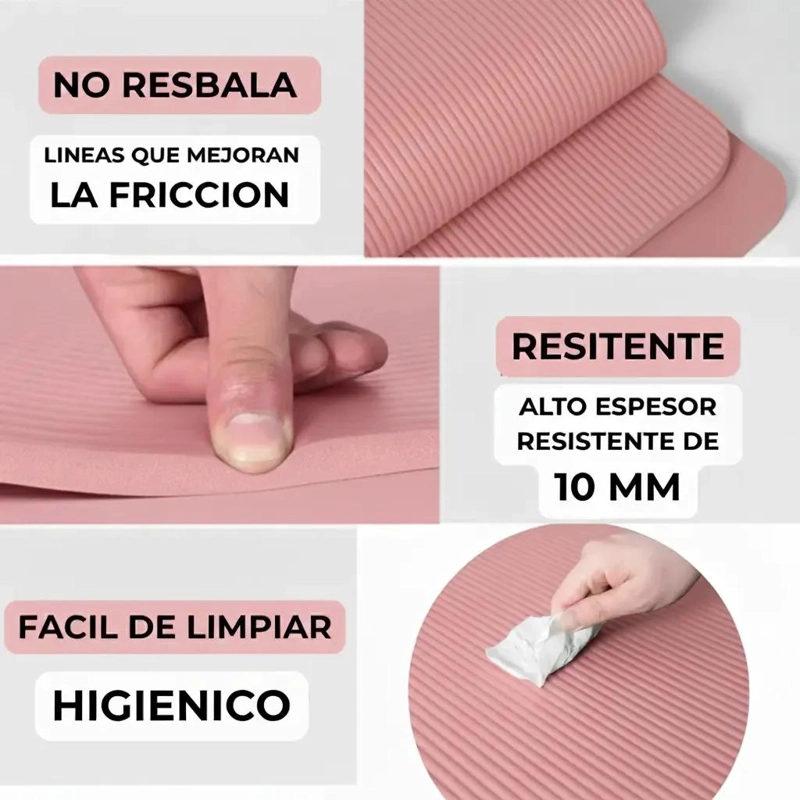 COLCHONETA DE YOGA ANTIDESLIZANTE DE 10MM PARA PILATES Y FITNESS - 3