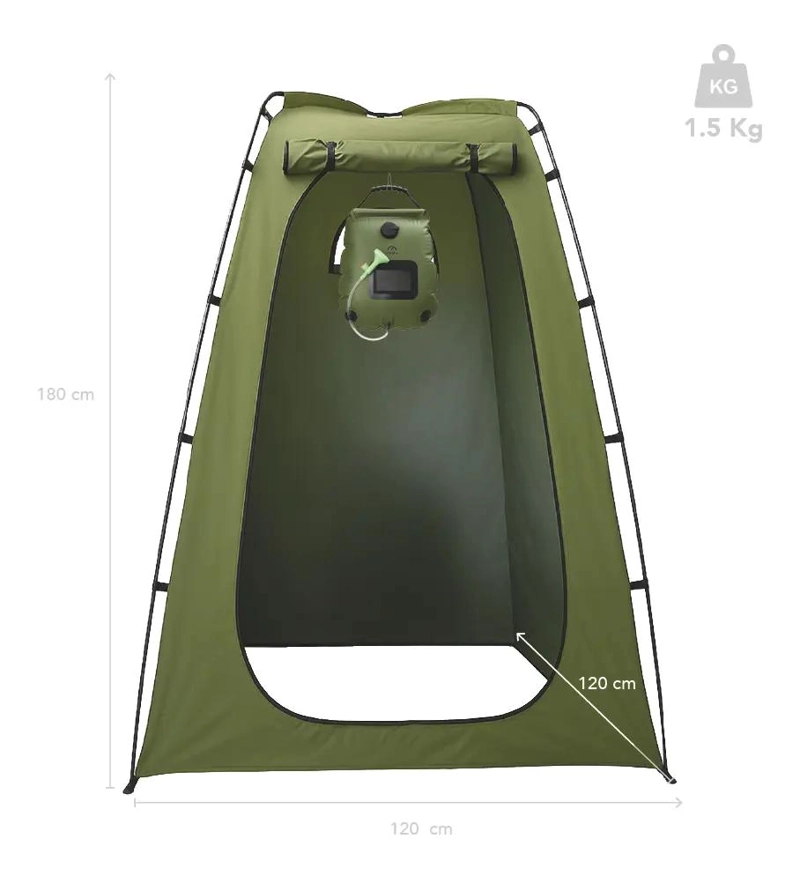 CARPA PORTATIL PARA BAÑO Y DUCHA SOLAR COLOR VERDE 190X120 CM - 3