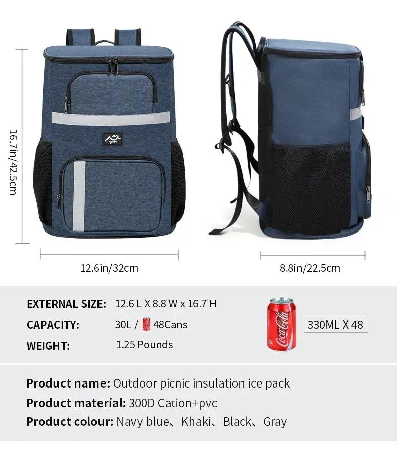 BOLSO COOLER PORTATIL MOCHILA HIELERA IMPERMEABLE CAPACIDAD 30L - 3