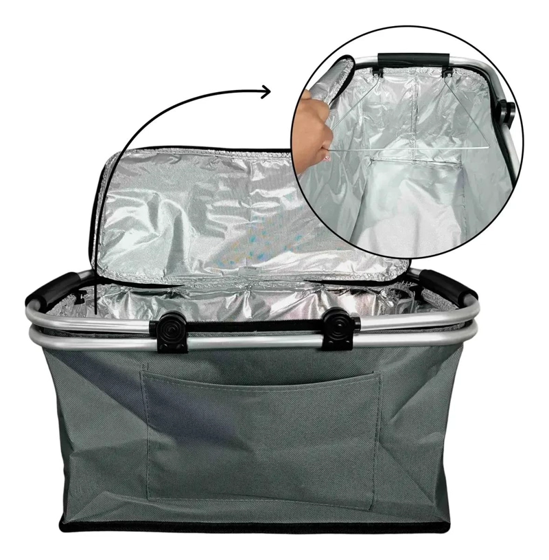BOLSO CANASTA TE RMICA PLEGABLE NEGRO PARA PICNIC Y CAMPING - 5