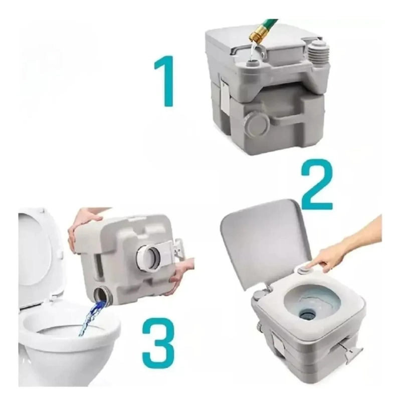 INODORO PORTATIL PARA CAMPING CON CAPACIDAD DE 20 LITROS Y CEPILLO DE LIMPIEZA - 2