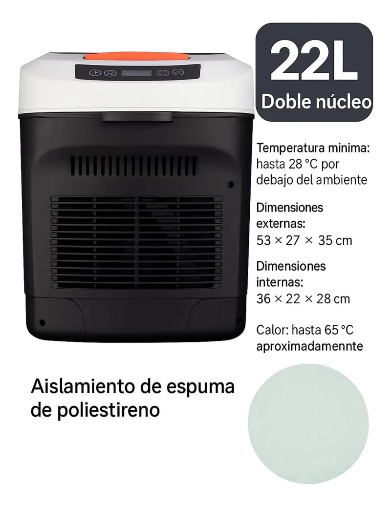 REFRIGERADOR PORTATIL PARA AUTO CON CAPACIDAD DE 22 LITROS Y CONTROL DE ENFRIADO - 4