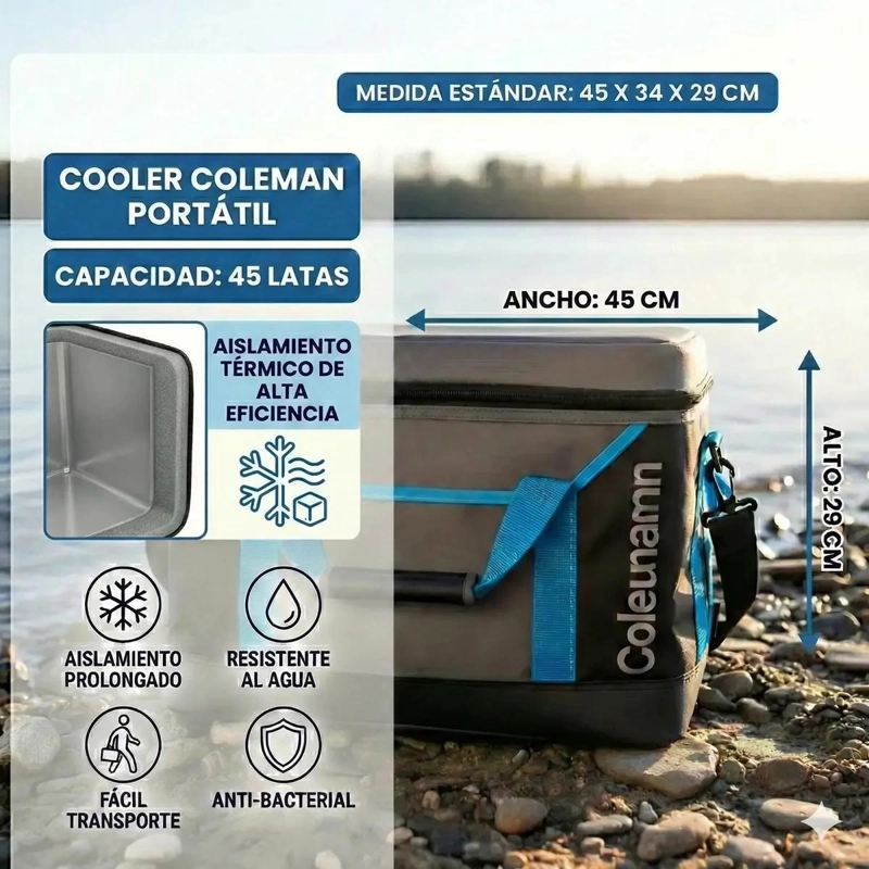 NEVERA PLEGABLE PORTATIL CON CAPACIDAD PARA 45 LATAS Y DISEÑO COMPACTO - 2