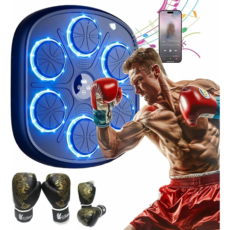 MAQUINA DE BOXEO CON FUNCION MUSICAL BLUETOOTH Y 2 PARES DE GUANTES INCLUIDOS - 1